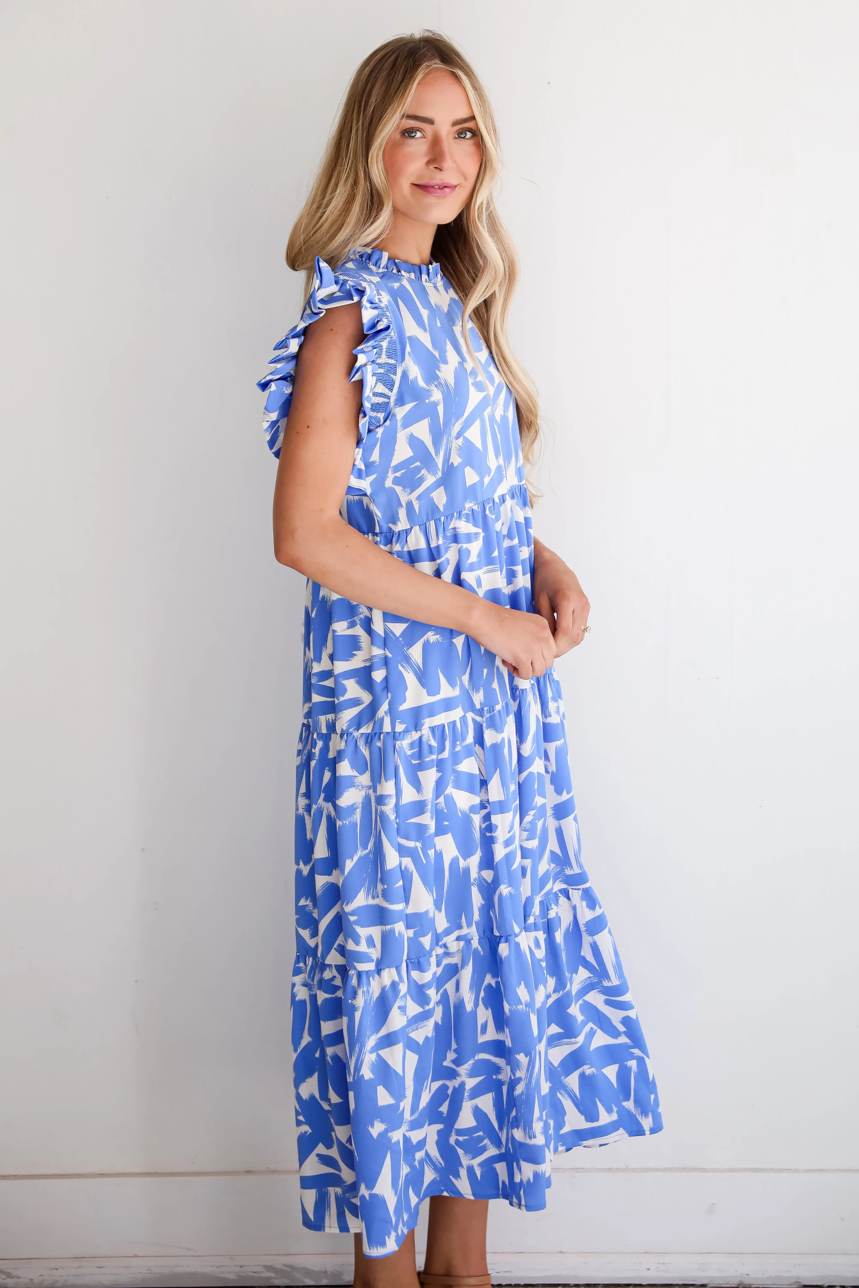 Sunny Attraction Blue Tiered Maxi Dress