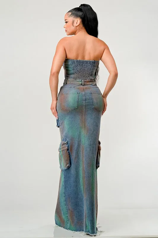 TEEK - VINTAGE HAND WASHED BUTTON UP SLIT DENIM DRESS