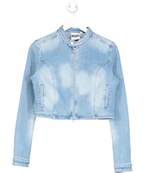 The Ragged Priest Blue Cropped Zip Up Denim Jacket UK 10