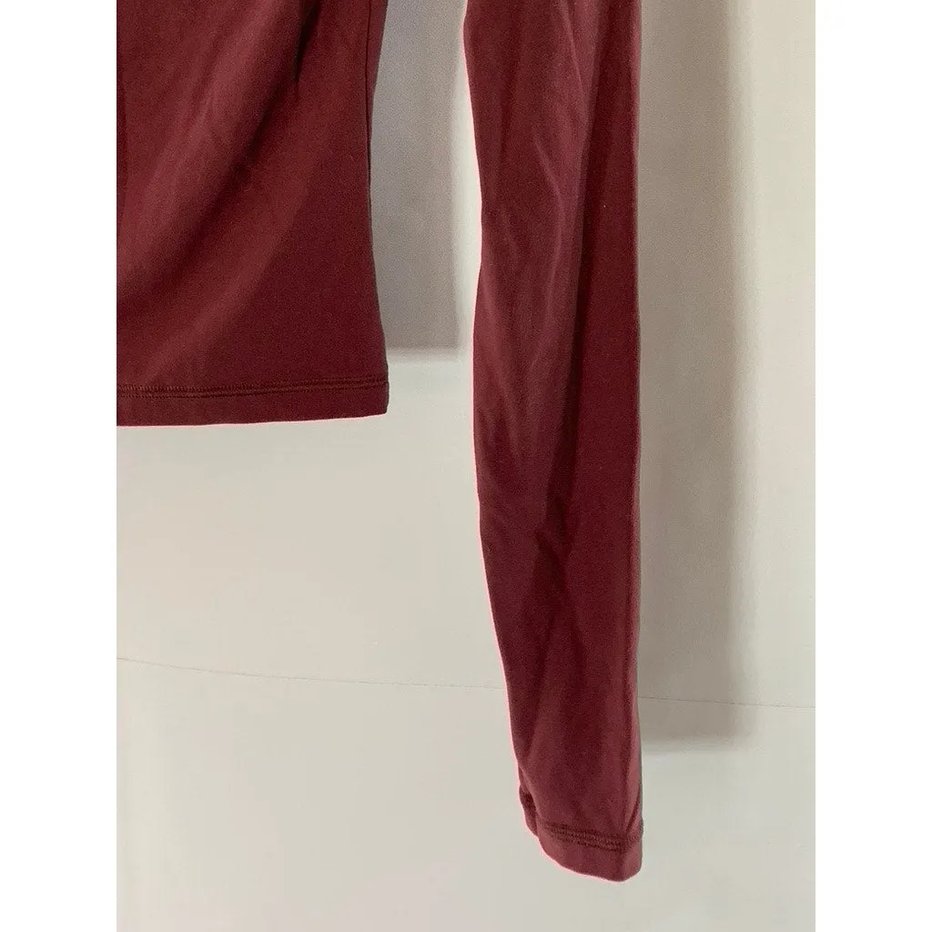 TNACTION Women's Burgundy Mock-Neck Zip-Up Long Sleeve Lightweight Jacket SZ XS