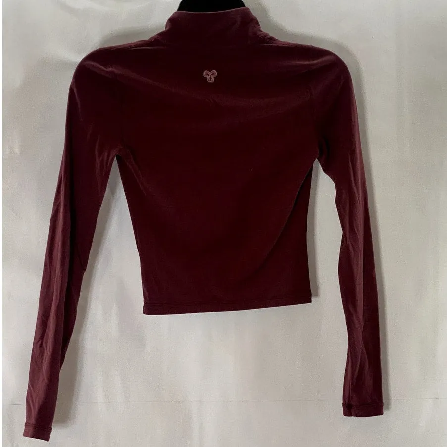 TNACTION Women's Burgundy Mock-Neck Zip-Up Long Sleeve Lightweight Jacket SZ XS