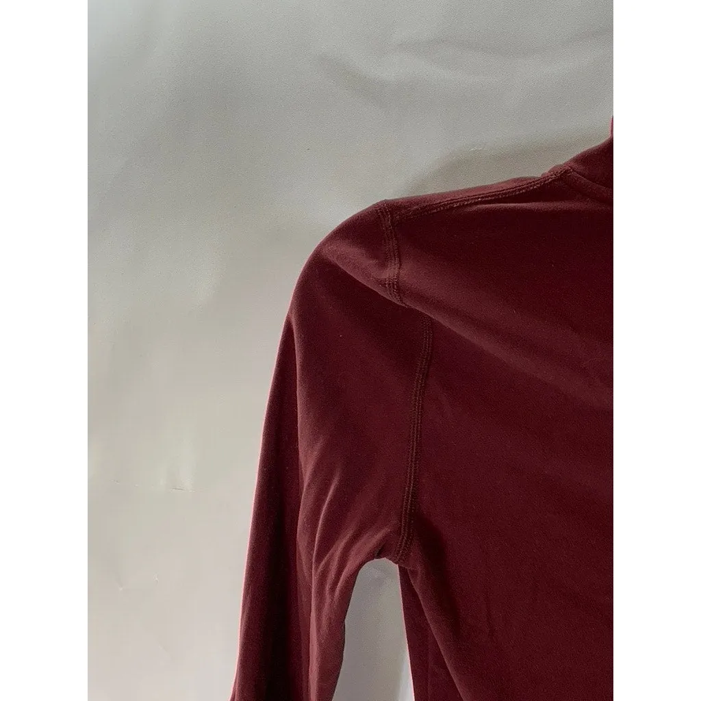 TNACTION Women's Burgundy Mock-Neck Zip-Up Long Sleeve Lightweight Jacket SZ XS