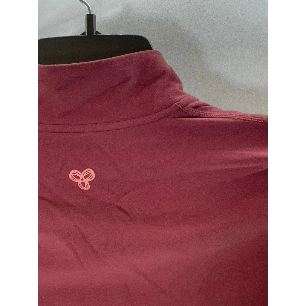 TNACTION Women's Burgundy Mock-Neck Zip-Up Long Sleeve Lightweight Jacket SZ XS