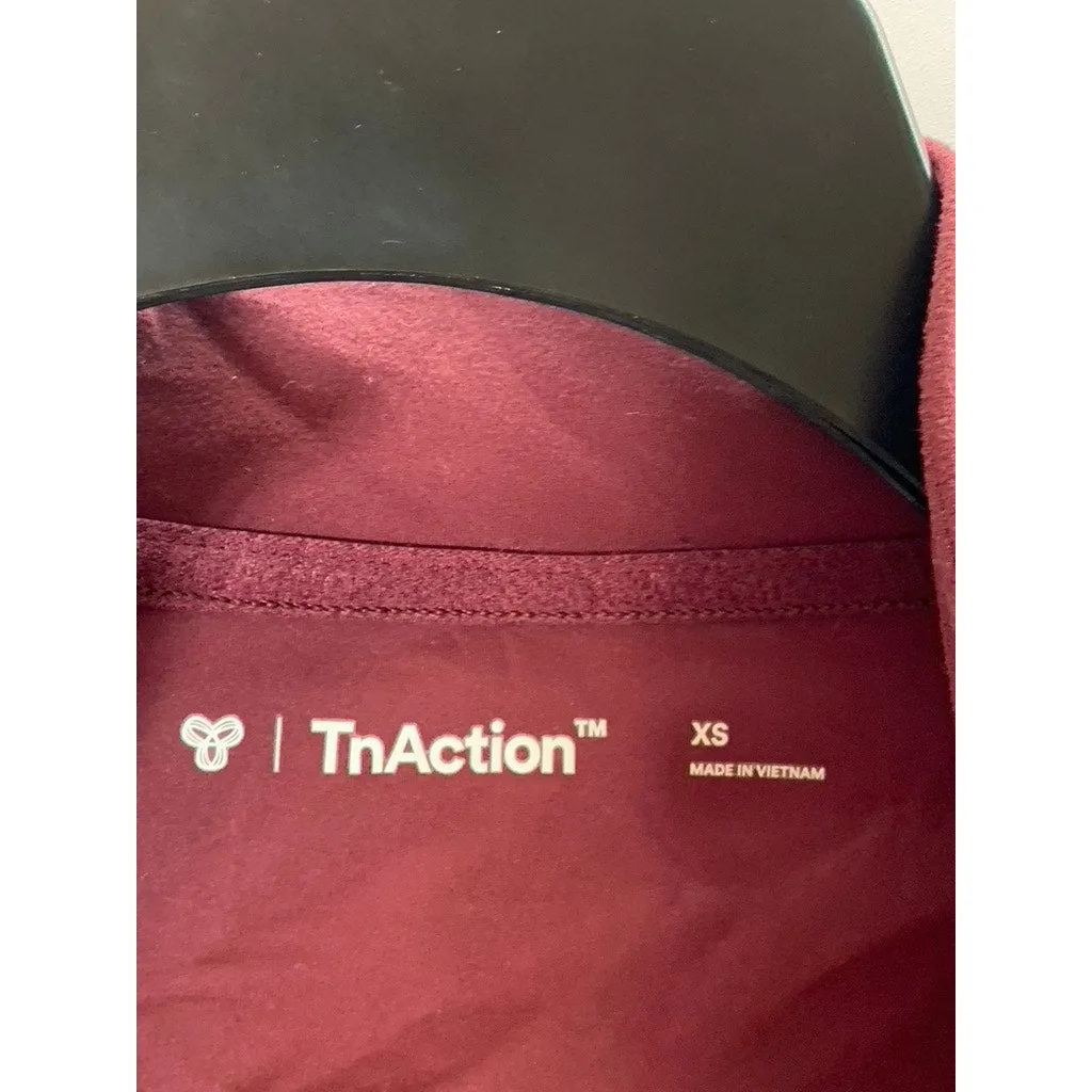 TNACTION Women's Burgundy Mock-Neck Zip-Up Long Sleeve Lightweight Jacket SZ XS