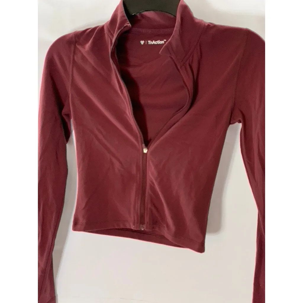 TNACTION Women's Burgundy Mock-Neck Zip-Up Long Sleeve Lightweight Jacket SZ XS