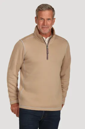 True Grit Montana Shearling Fleece 1/4 Zip Pullover in Camel