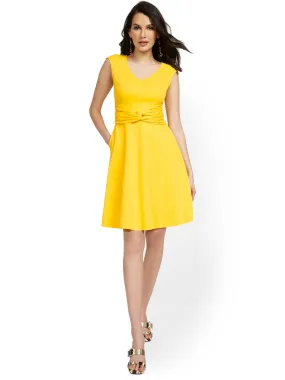 Twist-Front Fit and Flare Dress - City Knits