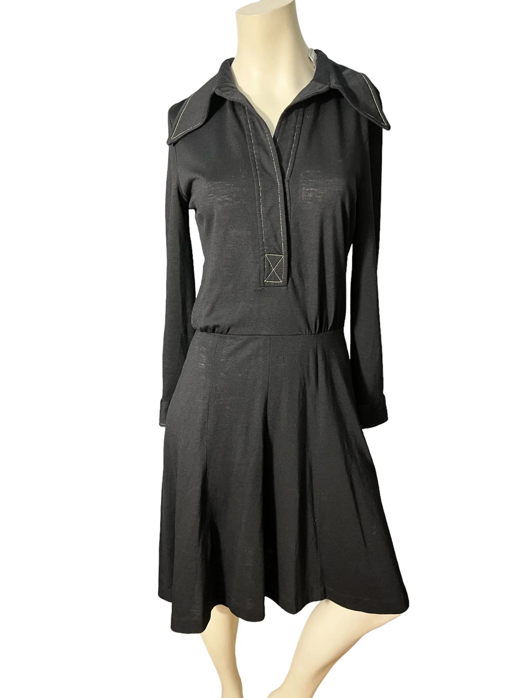 Vintage 70's black knit dress M Howard Hirsch