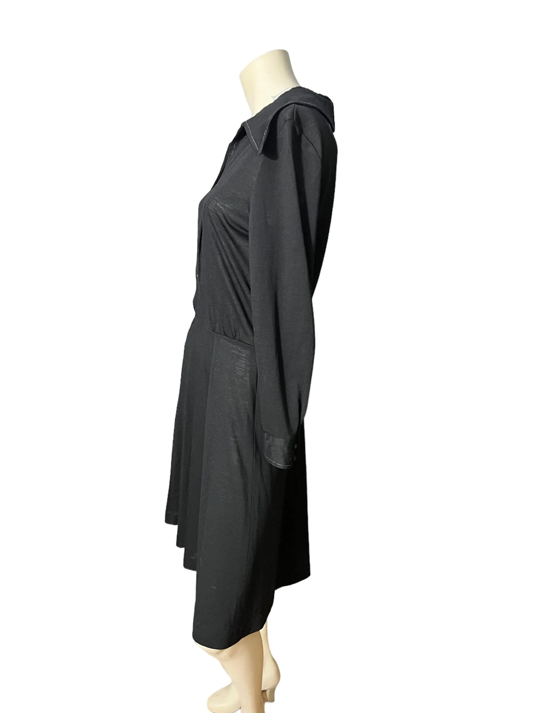Vintage 70's black knit dress M Howard Hirsch