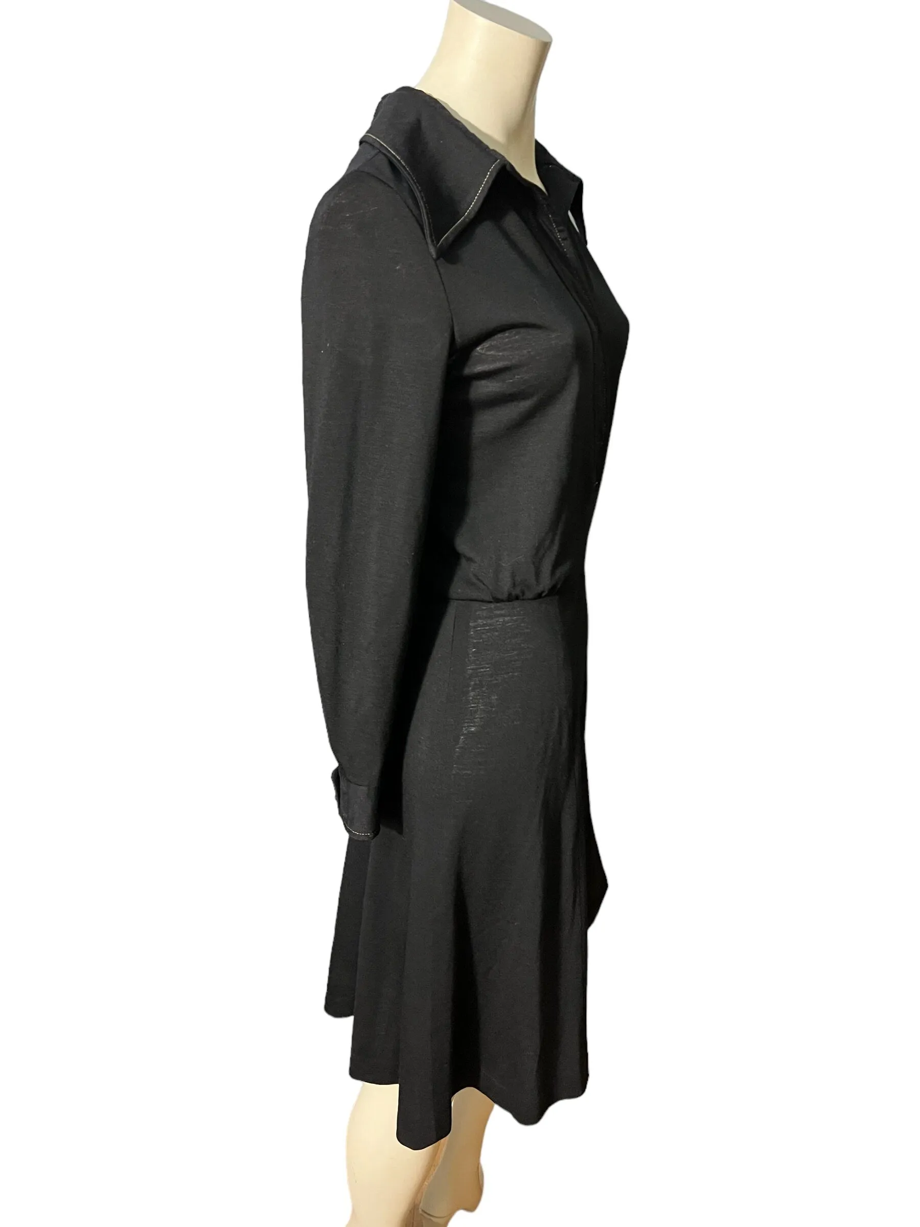 Vintage 70's black knit dress M Howard Hirsch