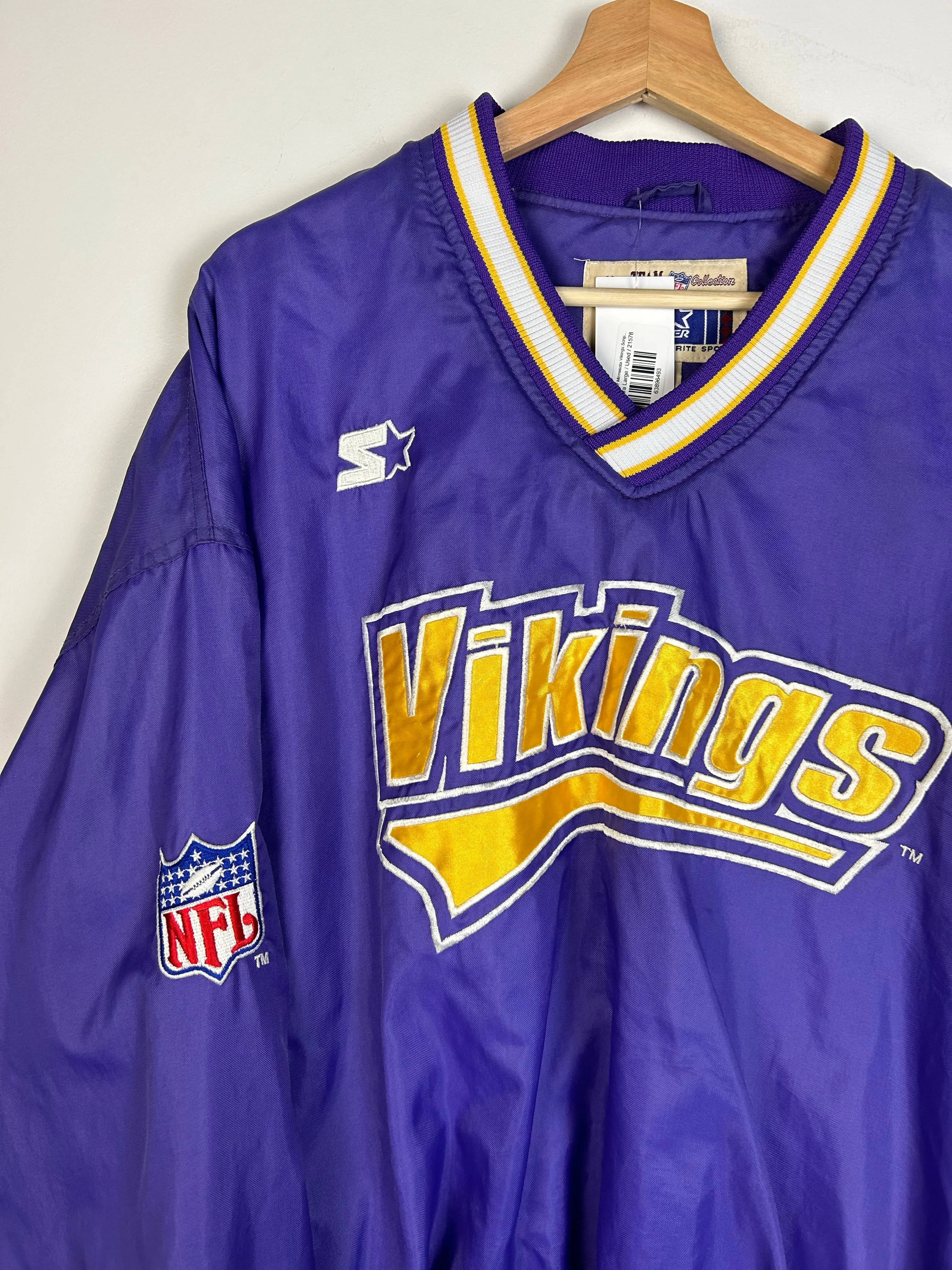 Vintage 90's Starter Minnesota Vikings Script Purple Pullover Windbreaker