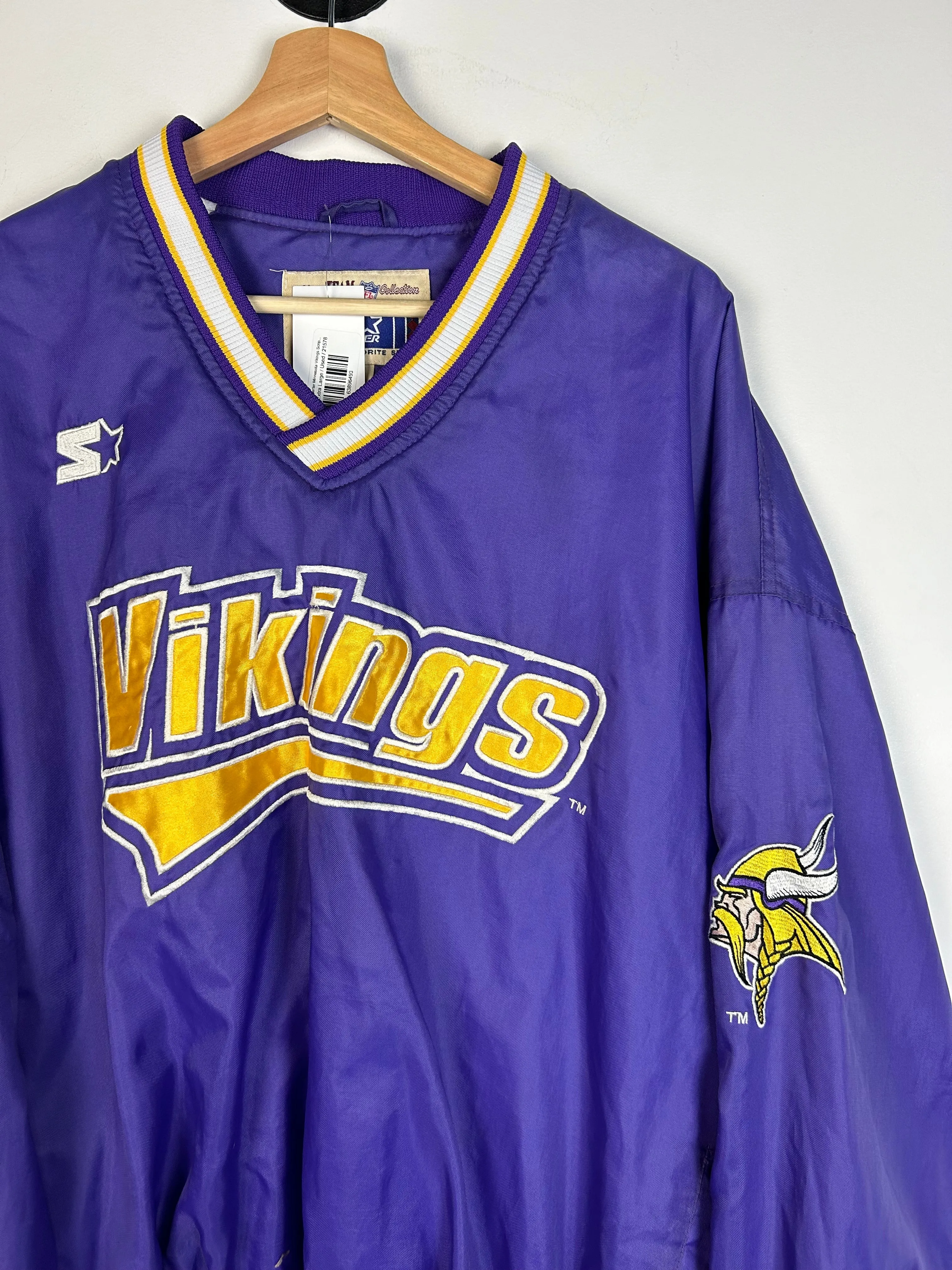 Vintage 90's Starter Minnesota Vikings Script Purple Pullover Windbreaker