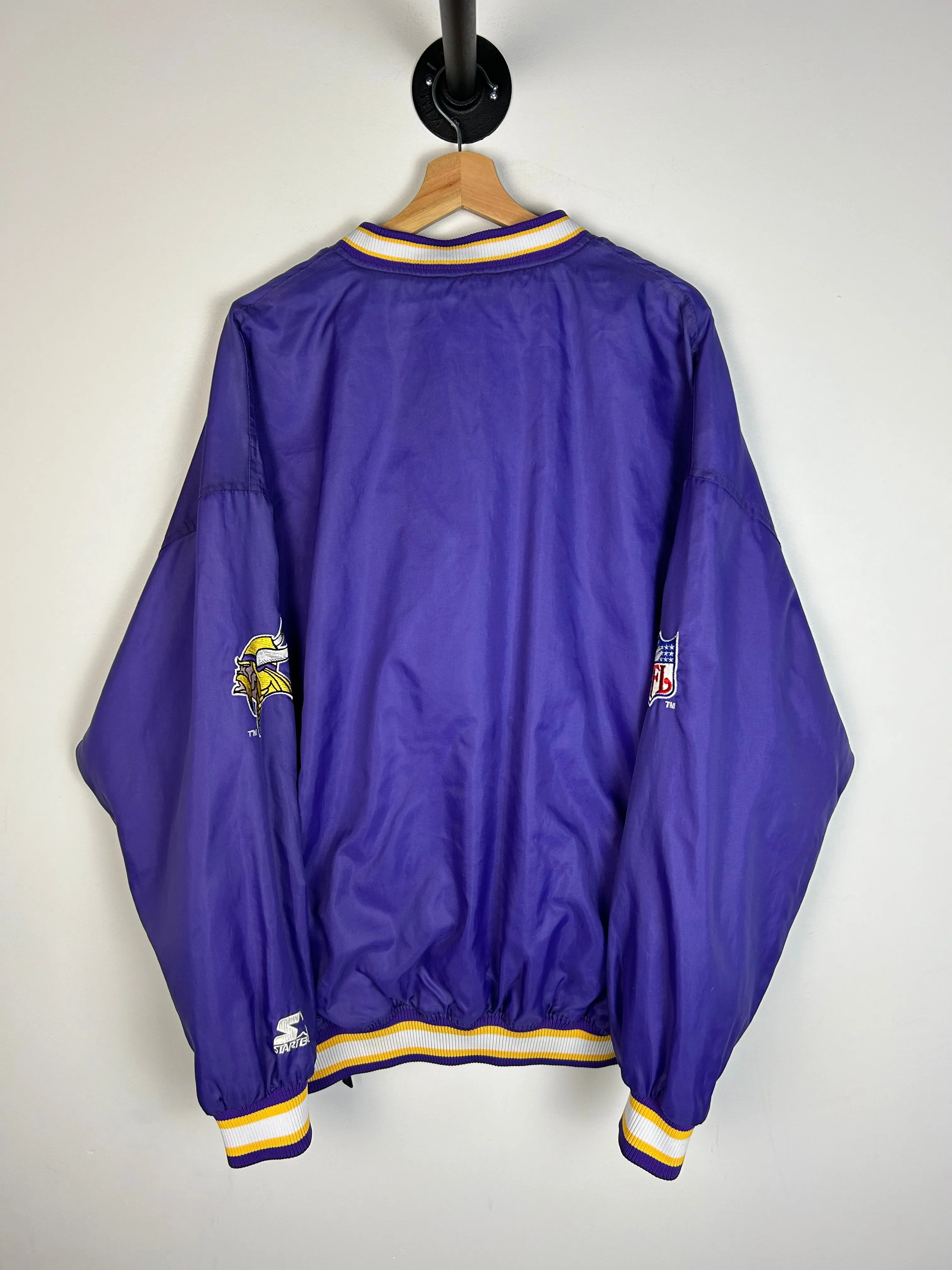 Vintage 90's Starter Minnesota Vikings Script Purple Pullover Windbreaker