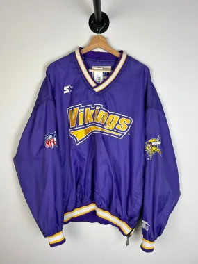 Vintage 90's Starter Minnesota Vikings Script Purple Pullover Windbreaker