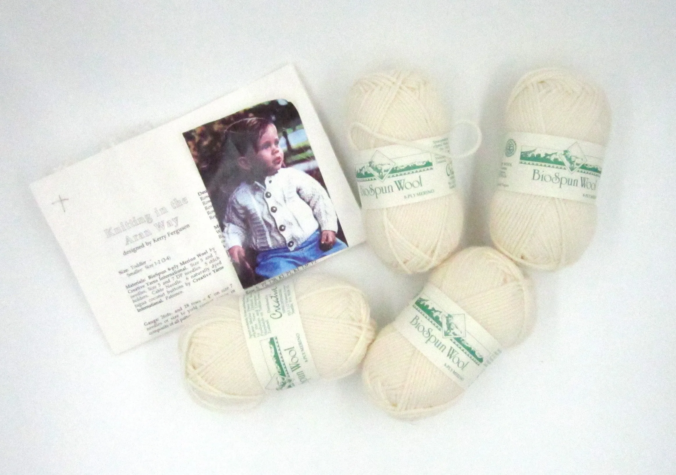 Vintage Wool Aran Toddler Cardigan Knitting Kit