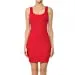 Womens- Basic Mini Ribbed Knit Scoop Neck Sleeveless Midi Body Con Dress