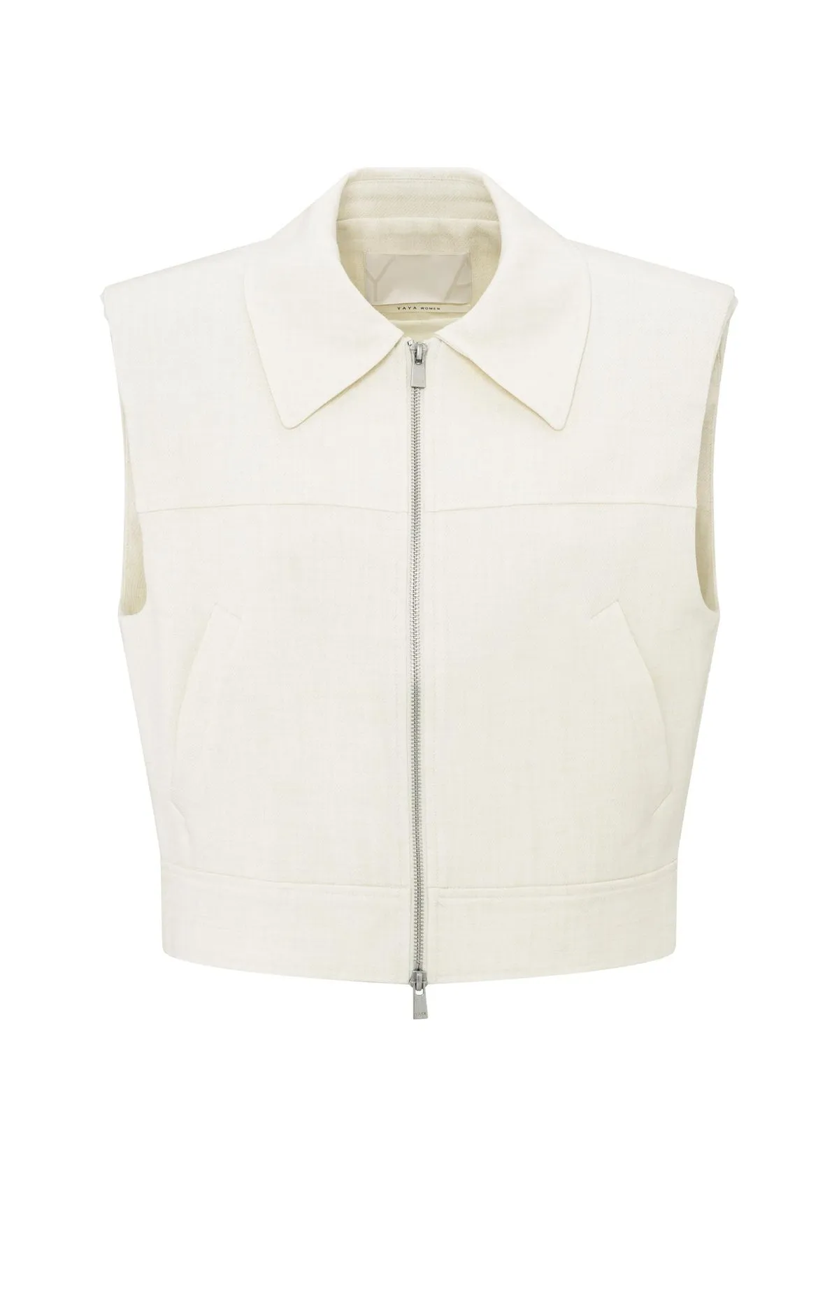 Yaya 02-00104-504 sleeveless cropped jacket sand