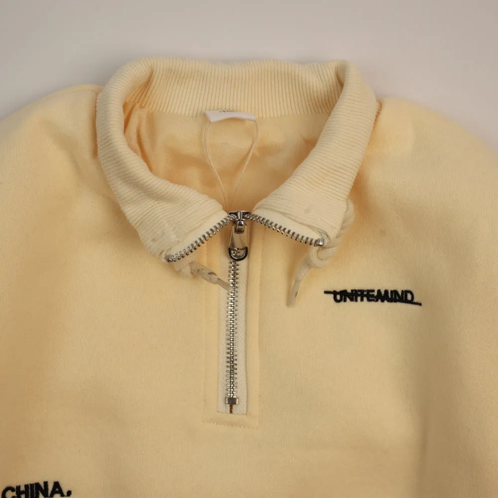 Yellow Quilted Zipper Sweatshirt for Boys 7190